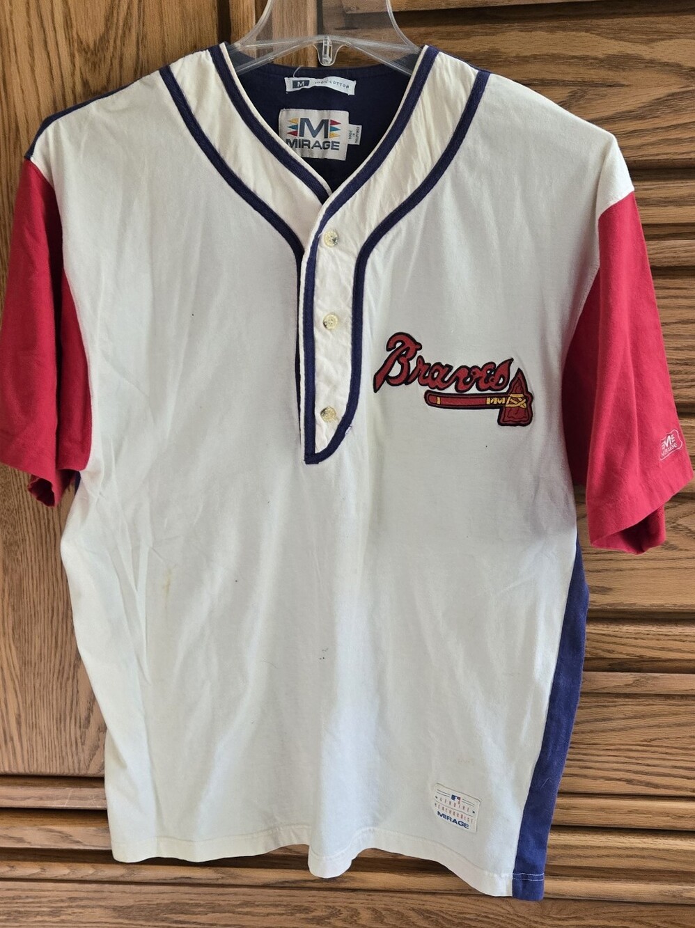 Vintage Mirage Atlanta Braves Cream MLB Genuine Merchandise Jeresy Size Medium